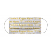 Lambda Kappa Sigma Sorority Face Mask Coverlet - Horizontal Logo White Light Yellow