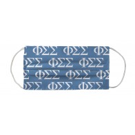 Phi Sigma Sigma Greek Face Mask Coverlet - Sorority Letters Blue White