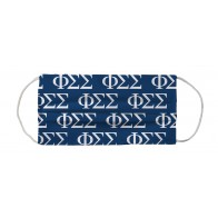 Phi Sigma Sigma Greek Face Mask Coverlet - Sorority Letters Dark Blue White