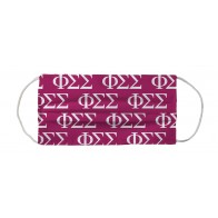 Phi Sigma Sigma Greek Face Mask Coverlet - Sorority Letters Dark Pink White