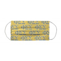 Phi Sigma Sigma Greek Face Mask Coverlet - Sorority Letters Yellow Blue White