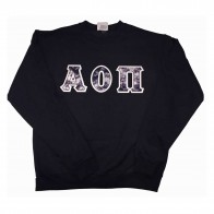 Alpha Omicron Pi Sweatshirt With Tie-Dye Gray Stitch Letters