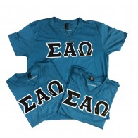 Sigma Alpha Omega V-Neck Shirt With Sewn On Letters