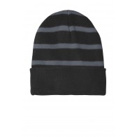 Sport-tek Striped Beanie With Solid Band