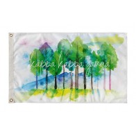 Watercolor Forest Greek Flag