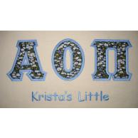 Alpha Omicron Pi Sewn On Letters With Embroidery