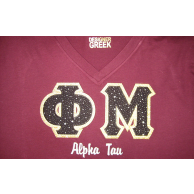 Phi Mu Sewn On Letters